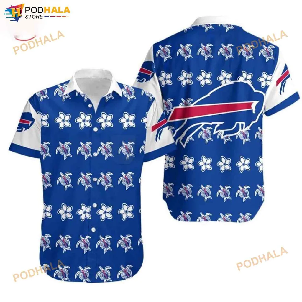 Buffalo Bills Turtle Hawaiian Shirt With Cartoon Turtles And Flowers