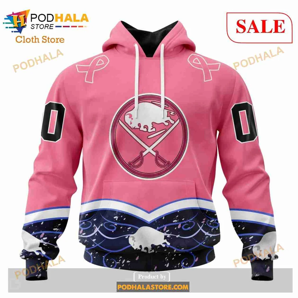 Buffalo Sabres Cancer Awareness 3d Hoodie With Customizable Design