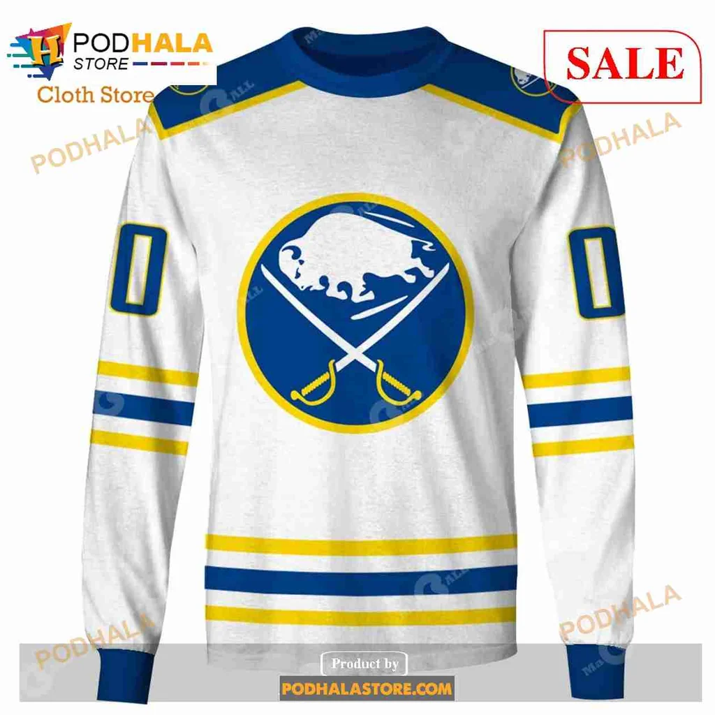 Buffalo Sabres Retro Hoodie With Vintage 80s 90s Design - View 2 Buffalo Sabres Retro Hoodie With Vintage 80s 90s Design - View 2