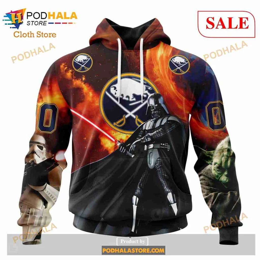 Buffalo Sabres Star Wars Hoodie Featuring Darth Vader With Lightsaber