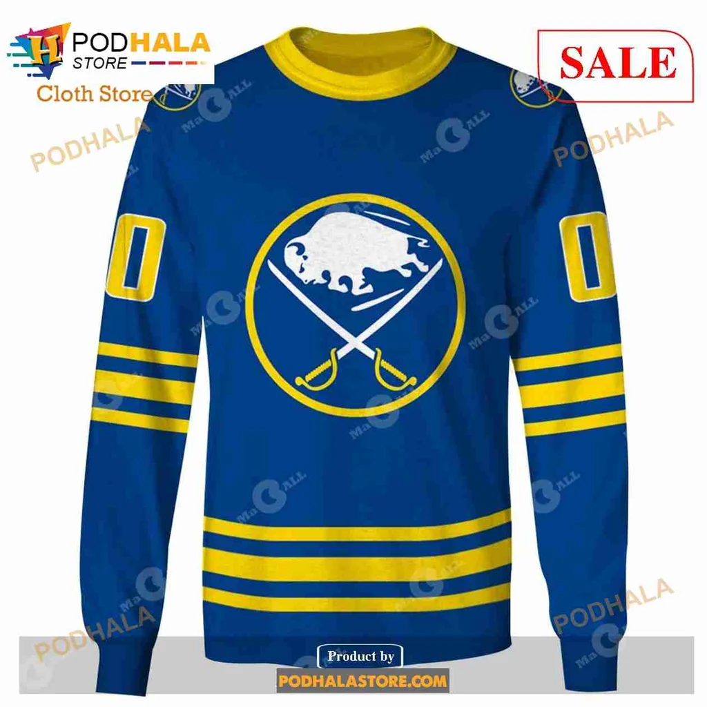 Buffalo Sabres Vintage Hoodie, 80s 90s Retro 3d Sweatshirt With Buffalo Graphic - View 2 Buffalo Sabres Vintage Hoodie, 80s 90s Retro 3d Sweatshirt With Buffalo Graphic - View 2