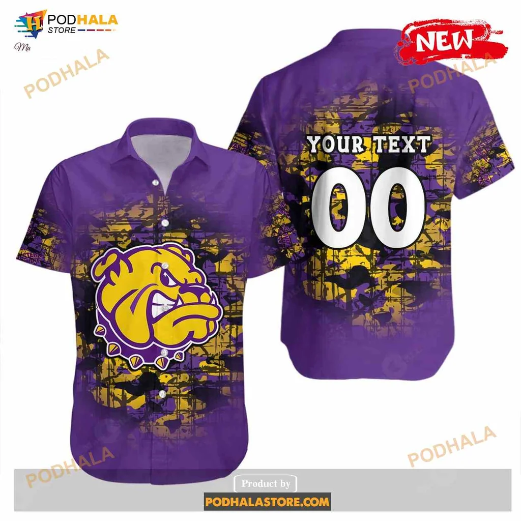 Bulldog Vintage Aloha Shirt, Fierce Bulldog Graphic In Purple And Yellow Bulldog Vintage Aloha Shirt, Fierce Bulldog Graphic In Purple And Yellow