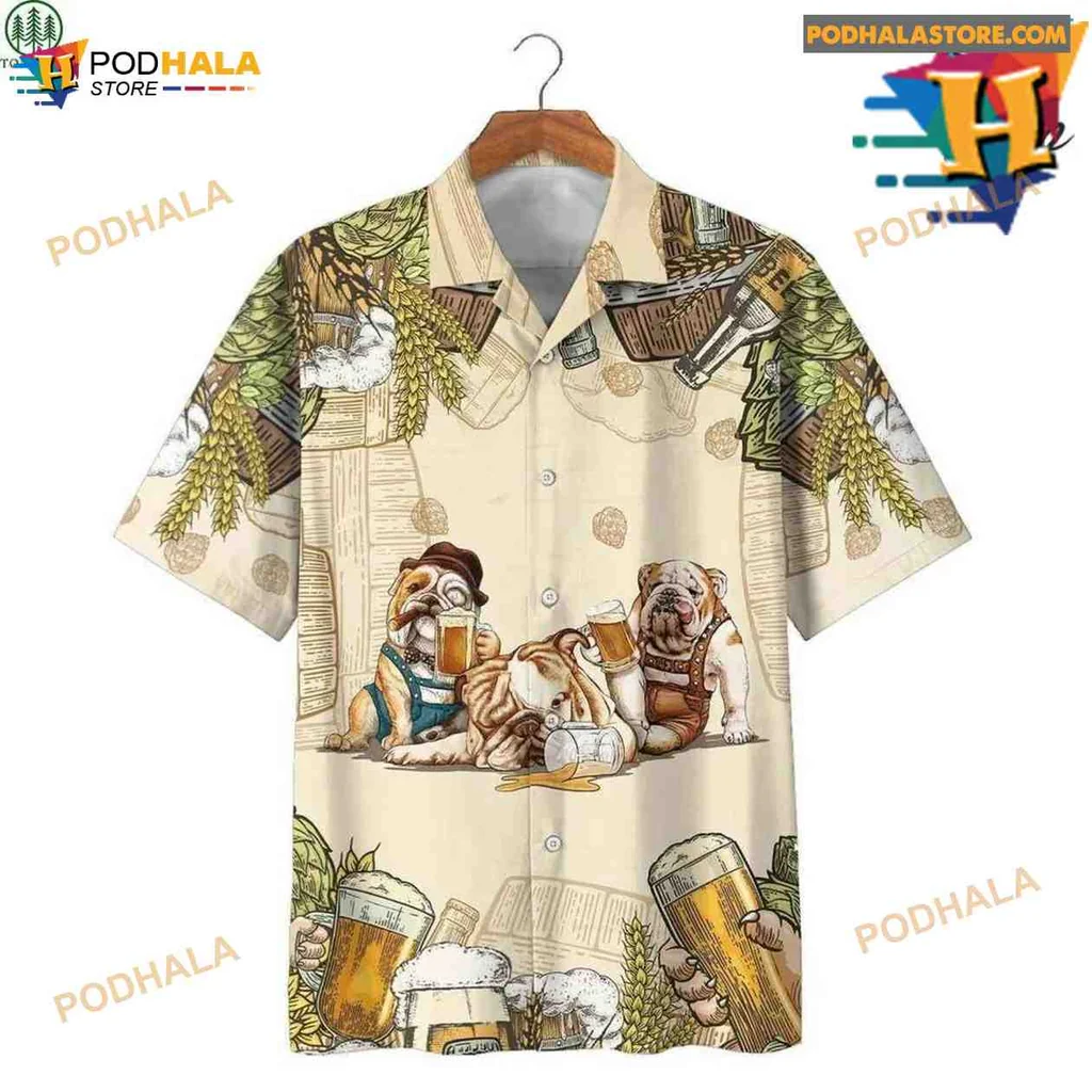 Bulldogs Beer Aloha Shirt With Fun Brewery Scene