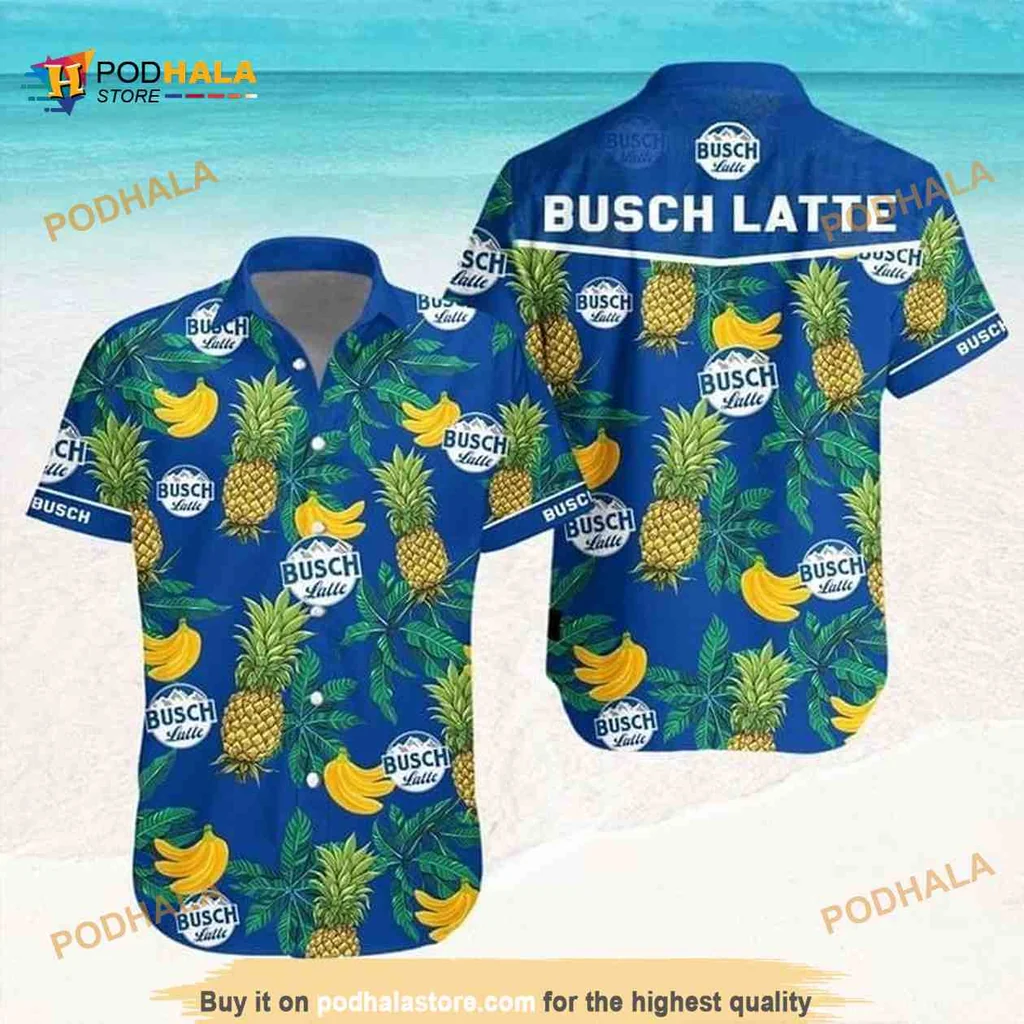Busch Latte Beer Hawaiian Shirt With Pineapples And Bananas