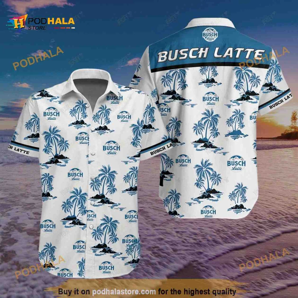 Busch Latte Funny Hawaiian Shirt Featuring Tropical Elements