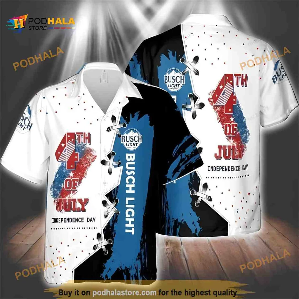 Busch Light 4th Of July Hawaiian Shirt With Patriotic Design