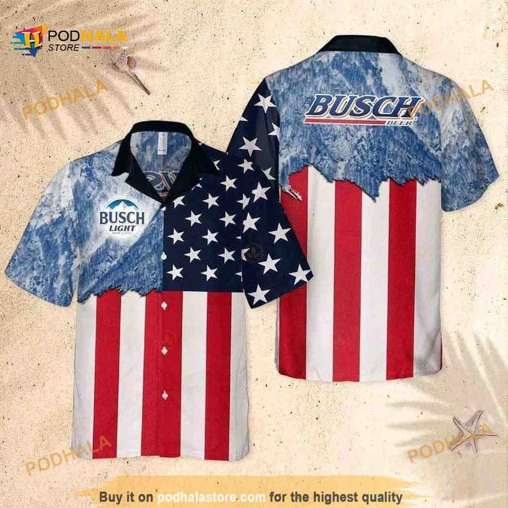 Busch Light American Flag Hawaiian Shirt For Beer Lovers