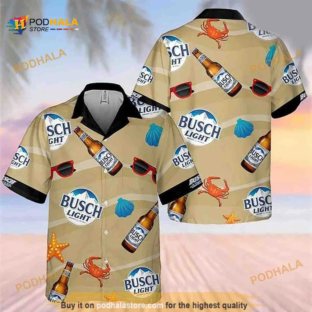 Busch Light Beach Vibes Hawaiian Shirt With Beer And Seashells