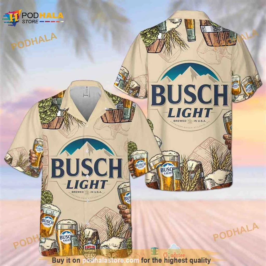 Busch Light Beer Hawaiian Shirt With Tropical Beer Can Design