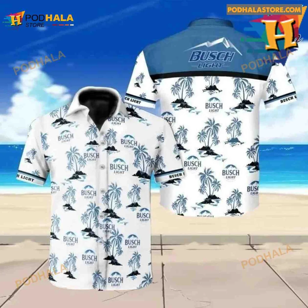 Busch Light Beer Hawaiian Shirt With Tropical Palm Tree Design