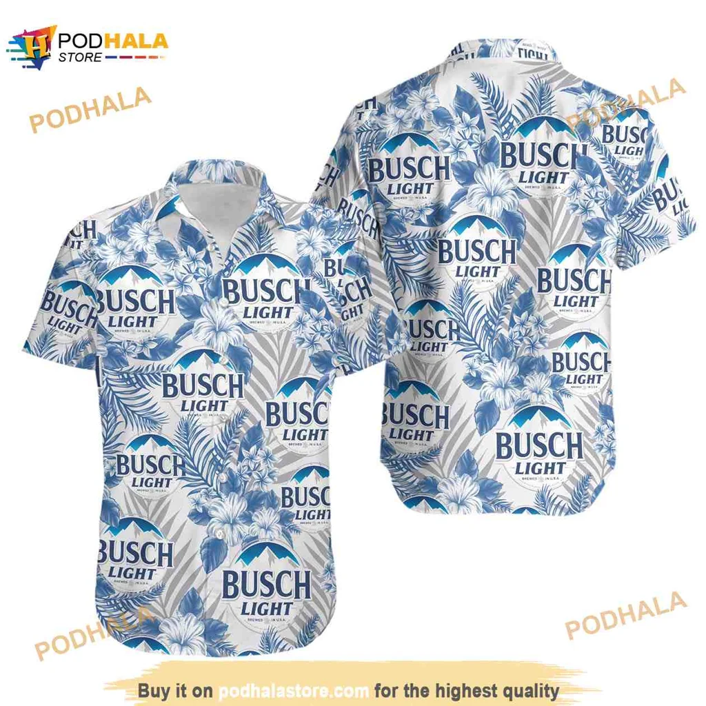 Busch Light Beer Tropical Hawaiian Shirt With Vibrant Floral Design