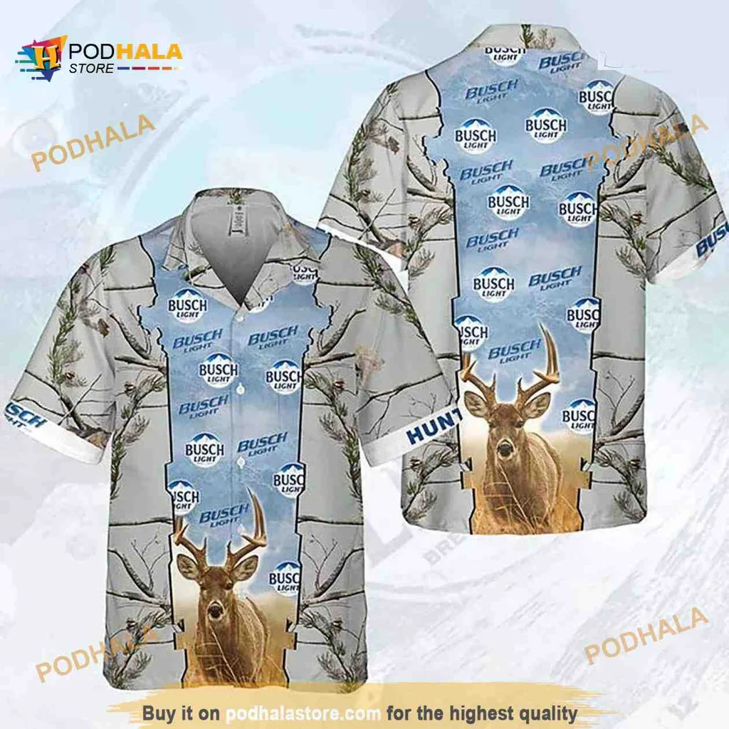Busch Light Deer Hunting Hawaiian Shirt, Tropical Design For Outdoor Lovers