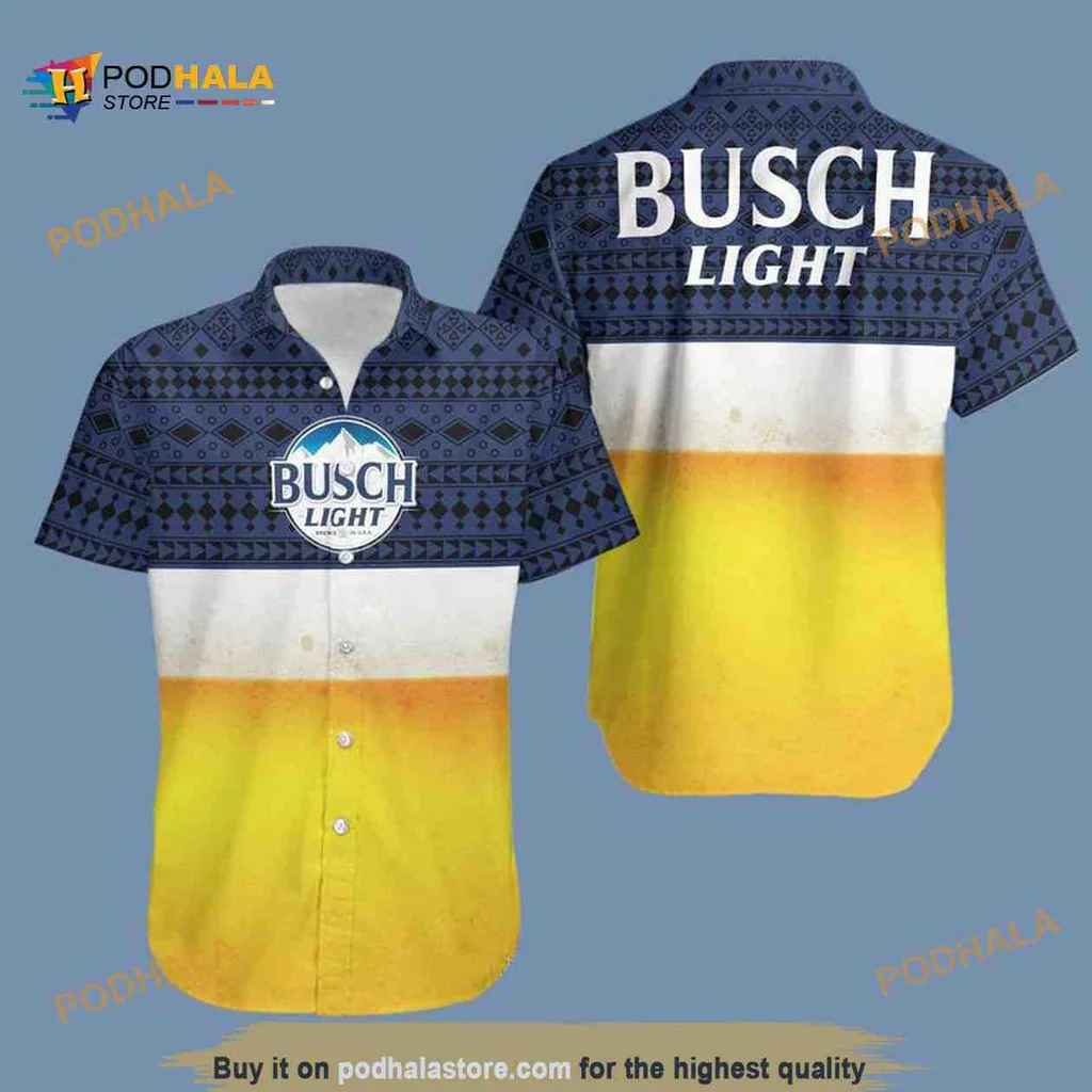 Busch Light Hawaiian Shirt With Vibrant Beer Glass Design
