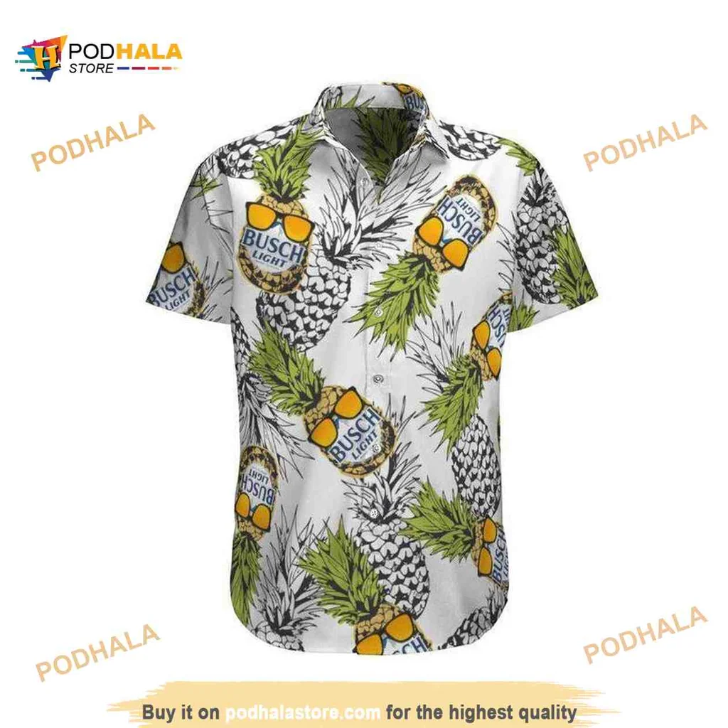 Busch Light Pineapple Hawaiian Shirt, Fun Tropical Beer Design