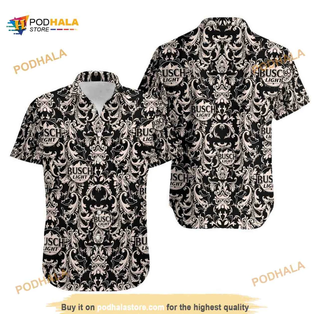 Busch Light Renaissance Pattern Hawaiian Shirt With Dark Theme