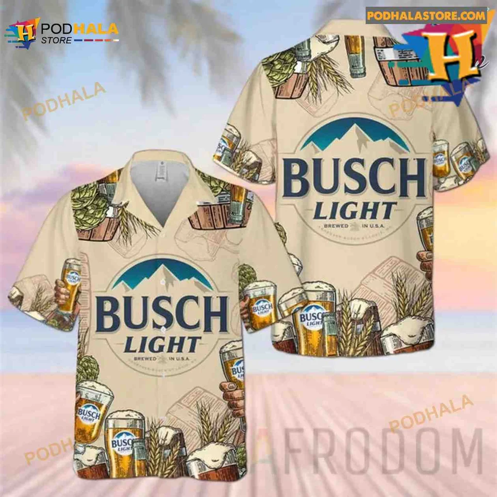 Busch Light Retro Hawaiian Shirt With Tropical Beer Design