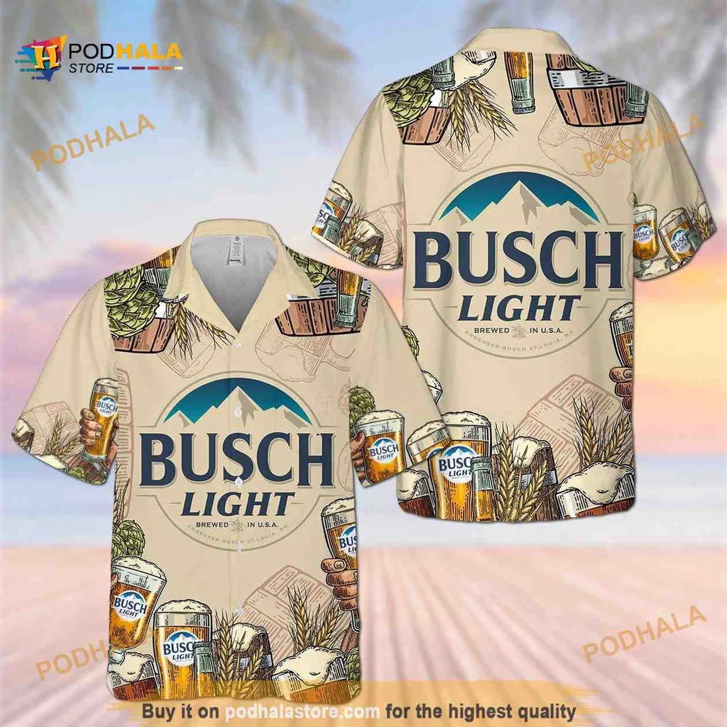Busch Light Tropical Aloha Shirt, Brewed In Usa Design For Beer Lovers
