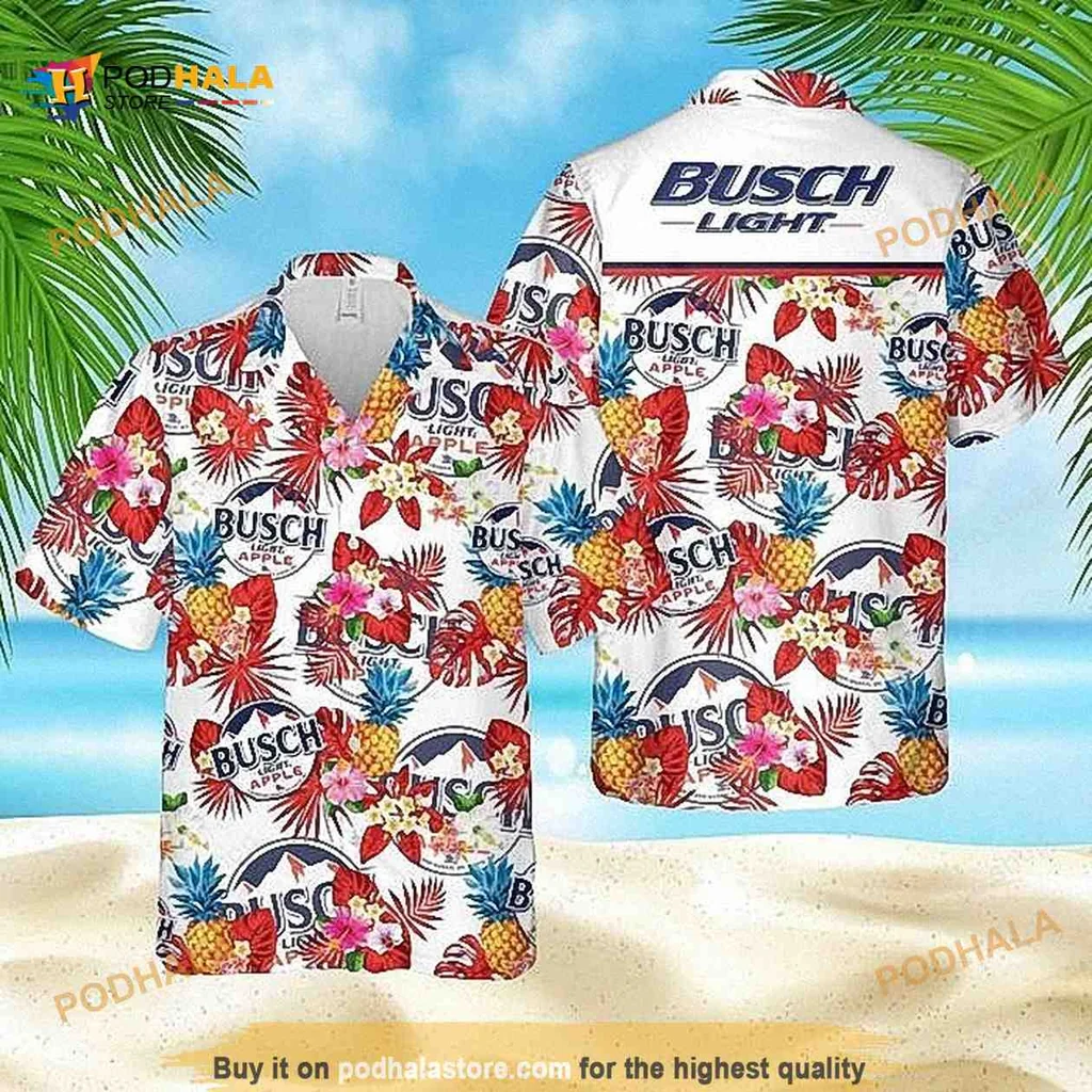 Busch Light Tropical Floral Hawaiian Shirt With Colorful Summer Design