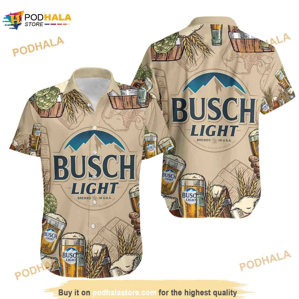 Busch Light Vintage Hawaiian Shirt With Beer Can Design