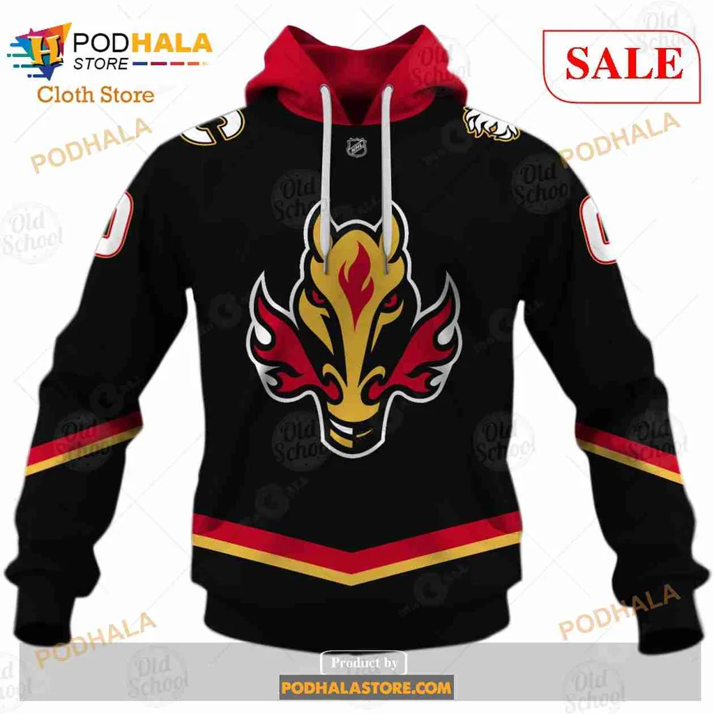 Calgary Flames All Over Print Hoodie Custom Name And Number Sweatshirt Calgary Flames All Over Print Hoodie Custom Name And Number Sweatshirt