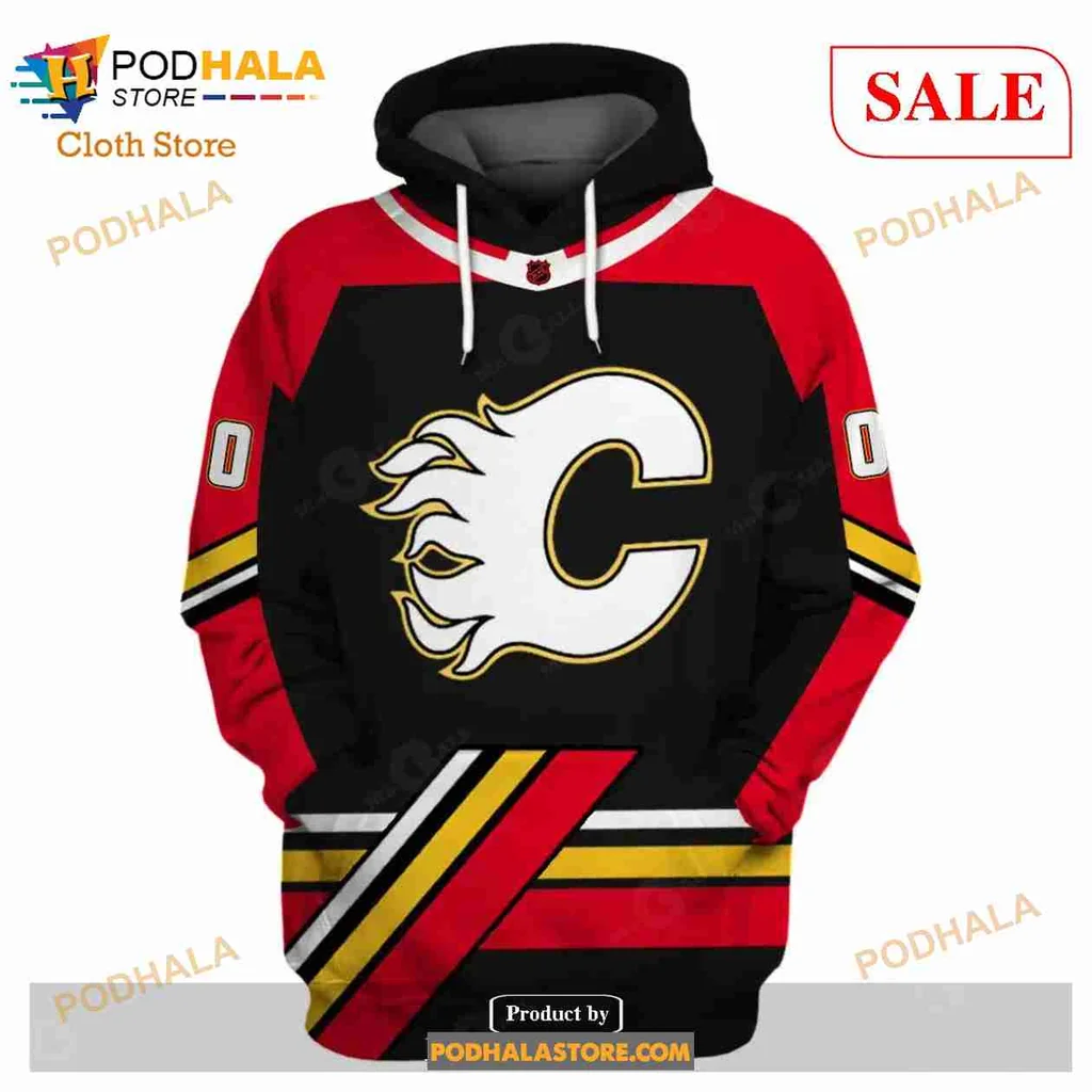 Calgary Flames All Over Print Hoodie With Bold Team Logo Calgary Flames All Over Print Hoodie With Bold Team Logo