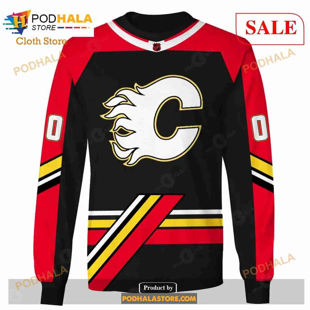 Calgary Flames 3D Print Hoodie With Bold Team Logo Calgary Flames 3D Print Hoodie With Bold Team Logo