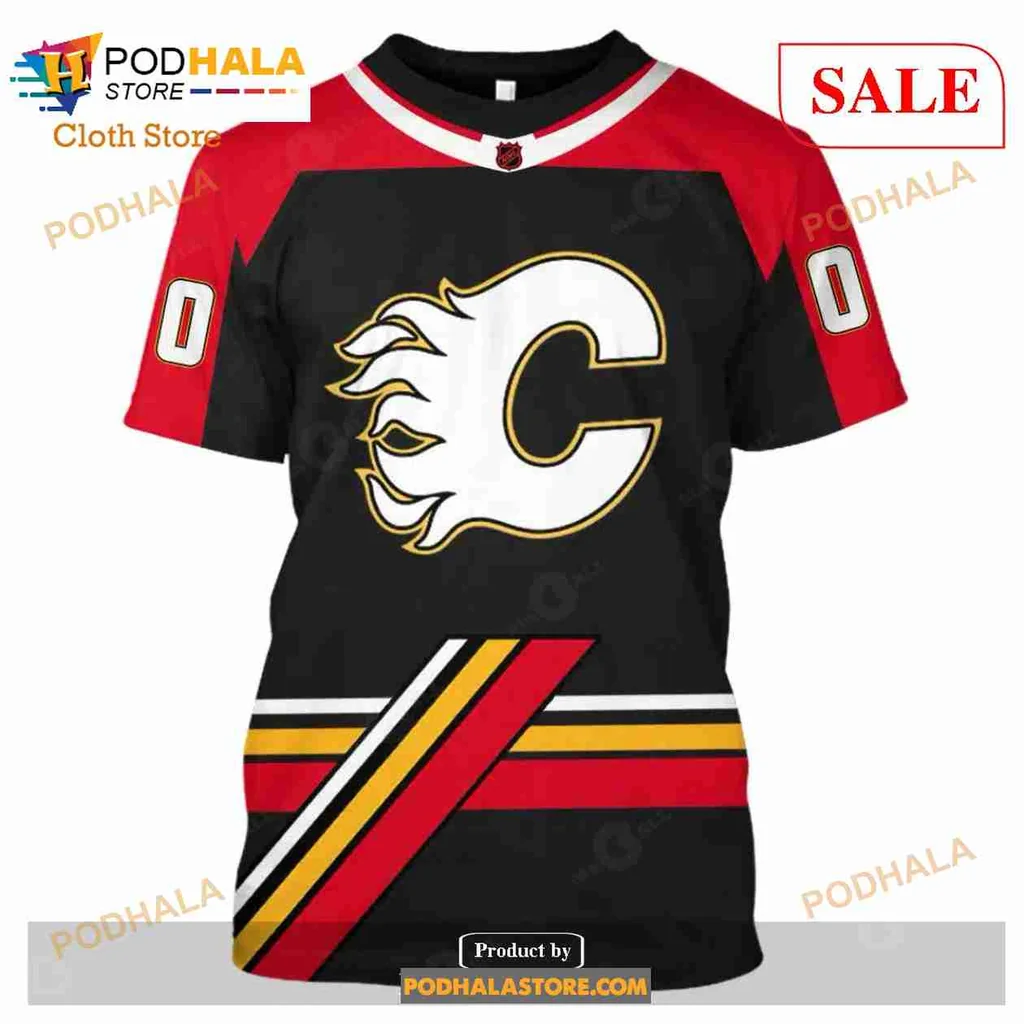 Calgary Flames 3d Hoodie With Bold Team Logo - Product View 6 Calgary Flames 3d Hoodie With Bold Team Logo - Product View 6