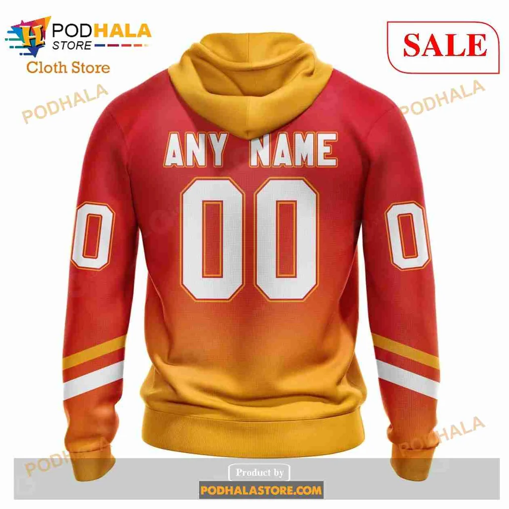 Calgary Flames Gradient AOP Hoodie With Customizable Number Calgary Flames Gradient AOP Hoodie With Customizable Number