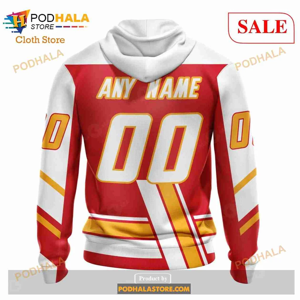 Calgary Flames Retro AOP Hoodie With Bold C Emblem And Flame Motif Calgary Flames Retro AOP Hoodie With Bold C Emblem And Flame Motif