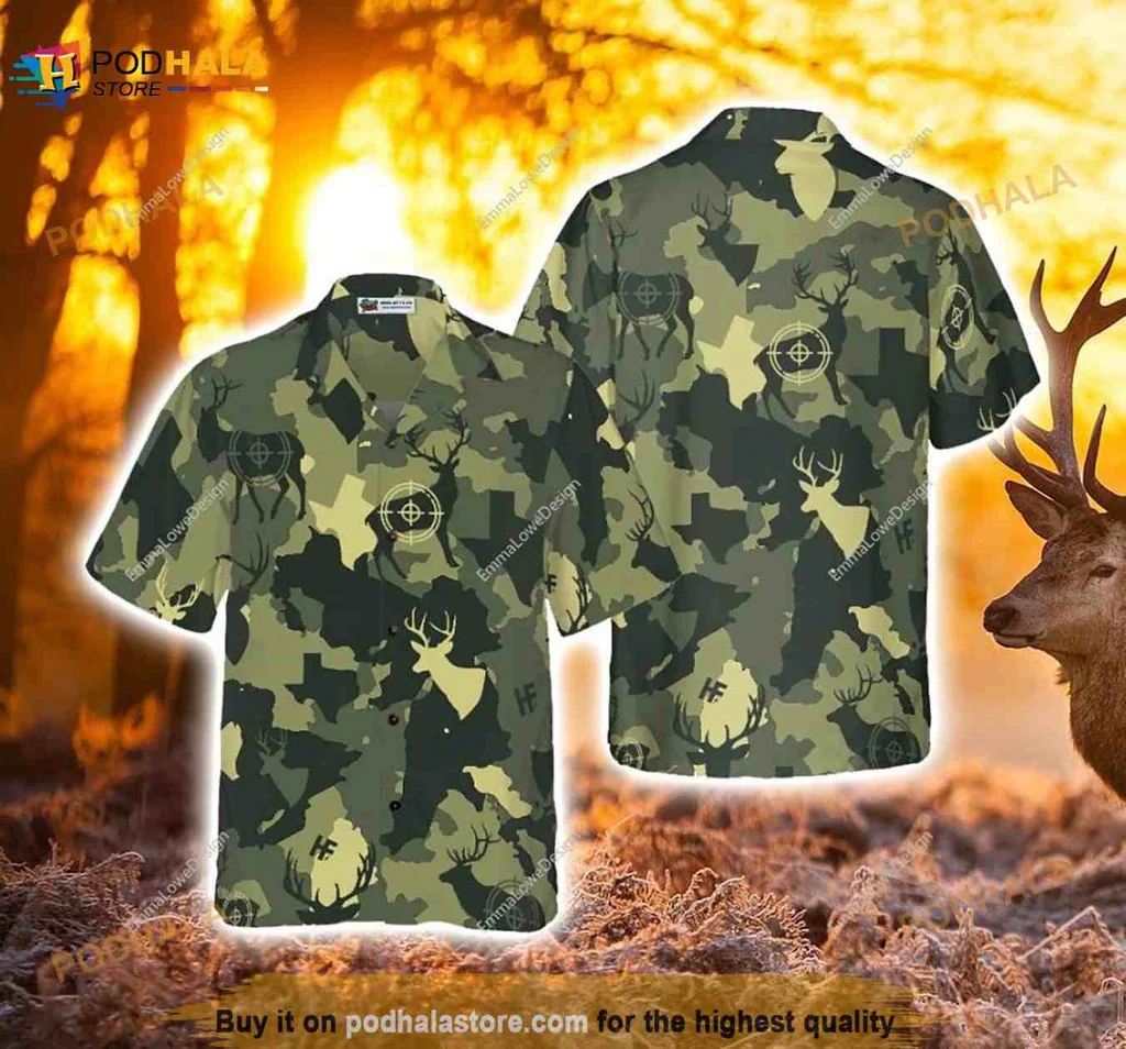 Camouflage Deer Hunting Hawaiian Shirt With Stylish Nature Design