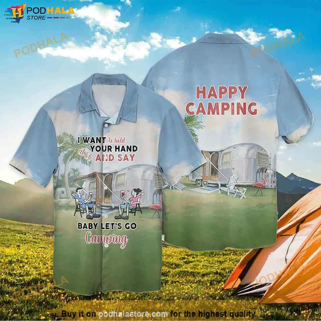 Camping Couple Vintage Hawaiian Shirt, I Want To Hold Your Hand At