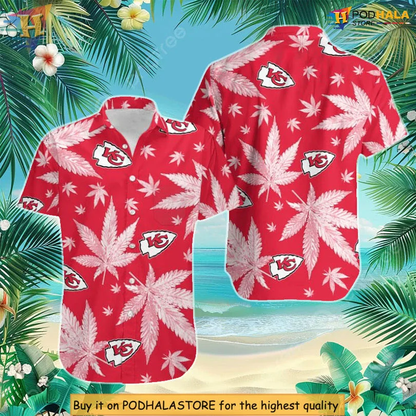 Cannabis Leaf Kansas City Chiefs Hawaiian Shirt With Bold Red Design