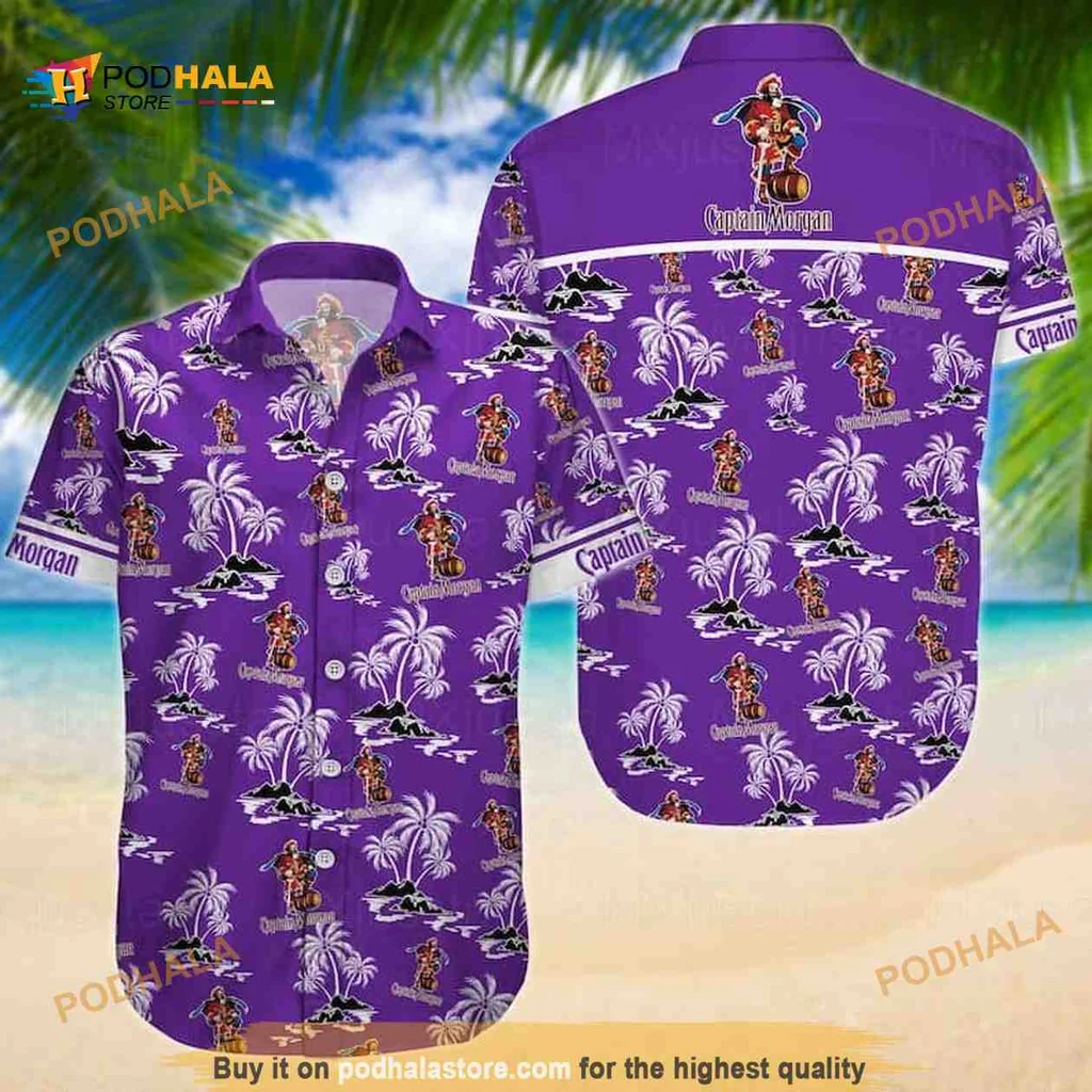 Captain Morgan Coconut Tree Hawaiian Shirt With Pirate Design