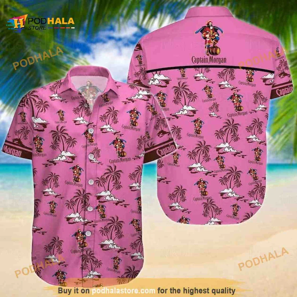 Captain Morgan Coconut Tree Hawaiian Shirt With Pirate Design