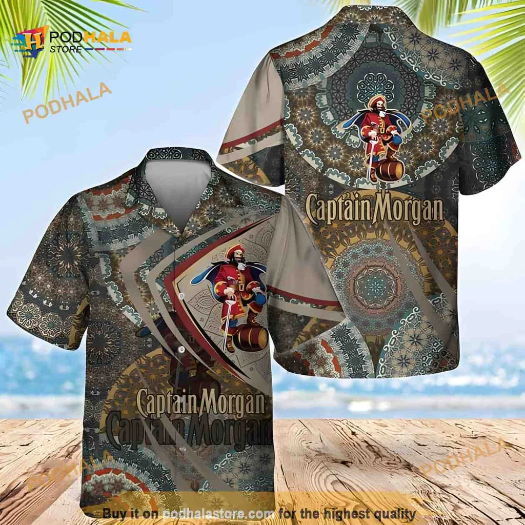 Captain Morgan Mandala Hawaiian Shirt With Vibrant Tropical Design