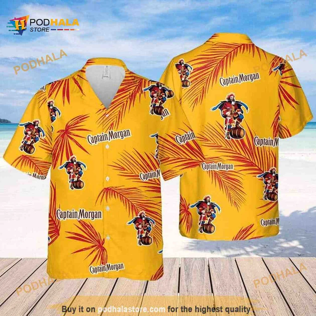 Captain Morgan Palm Leaves Hawaiian Shirt With Vibrant Tropical Design