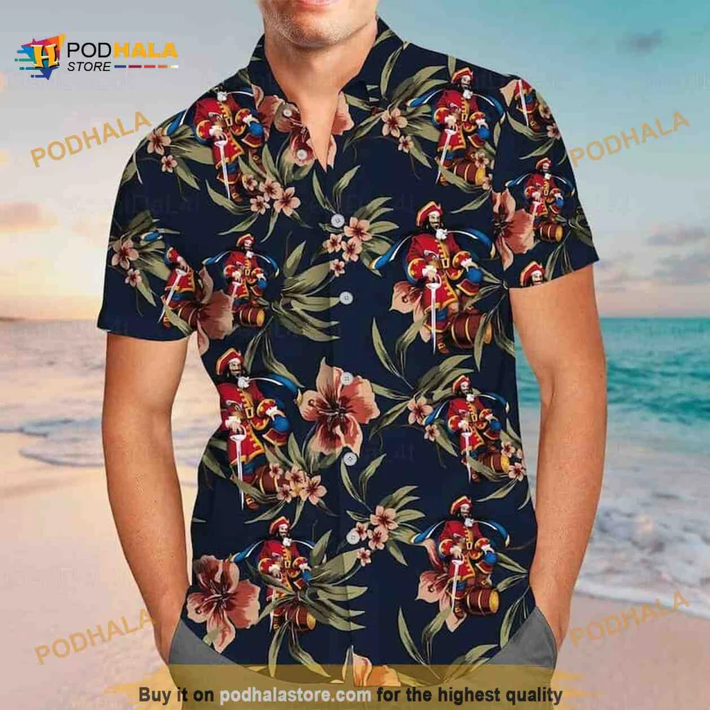Captain Morgan Parrot Hibiscus Hawaiian Shirt With Tropical Vibe