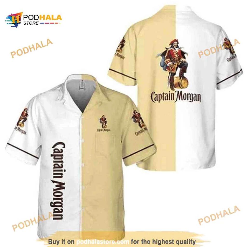 Captain Morgan Pirate Hawaiian Shirt With Tropical Design