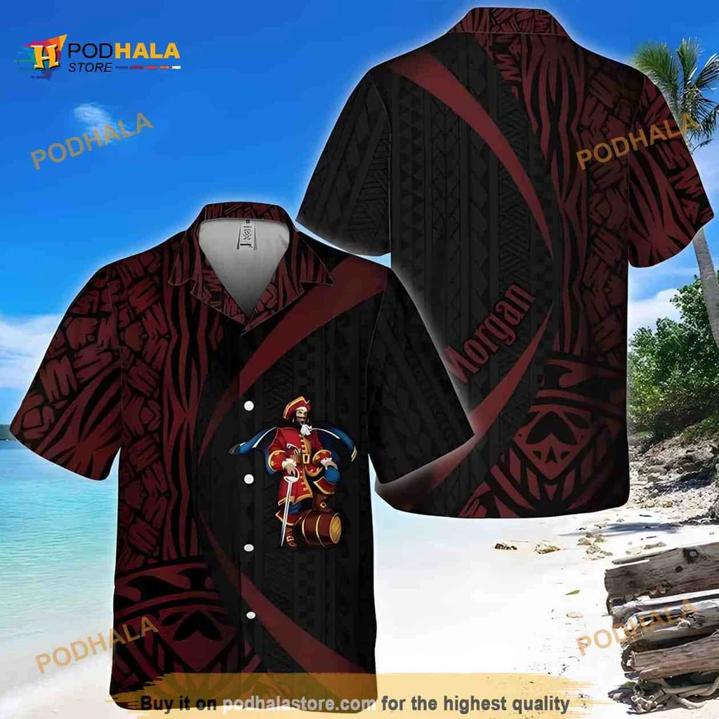 Captain Morgan Polynesian Hawaiian Shirt With Pirate Character Design