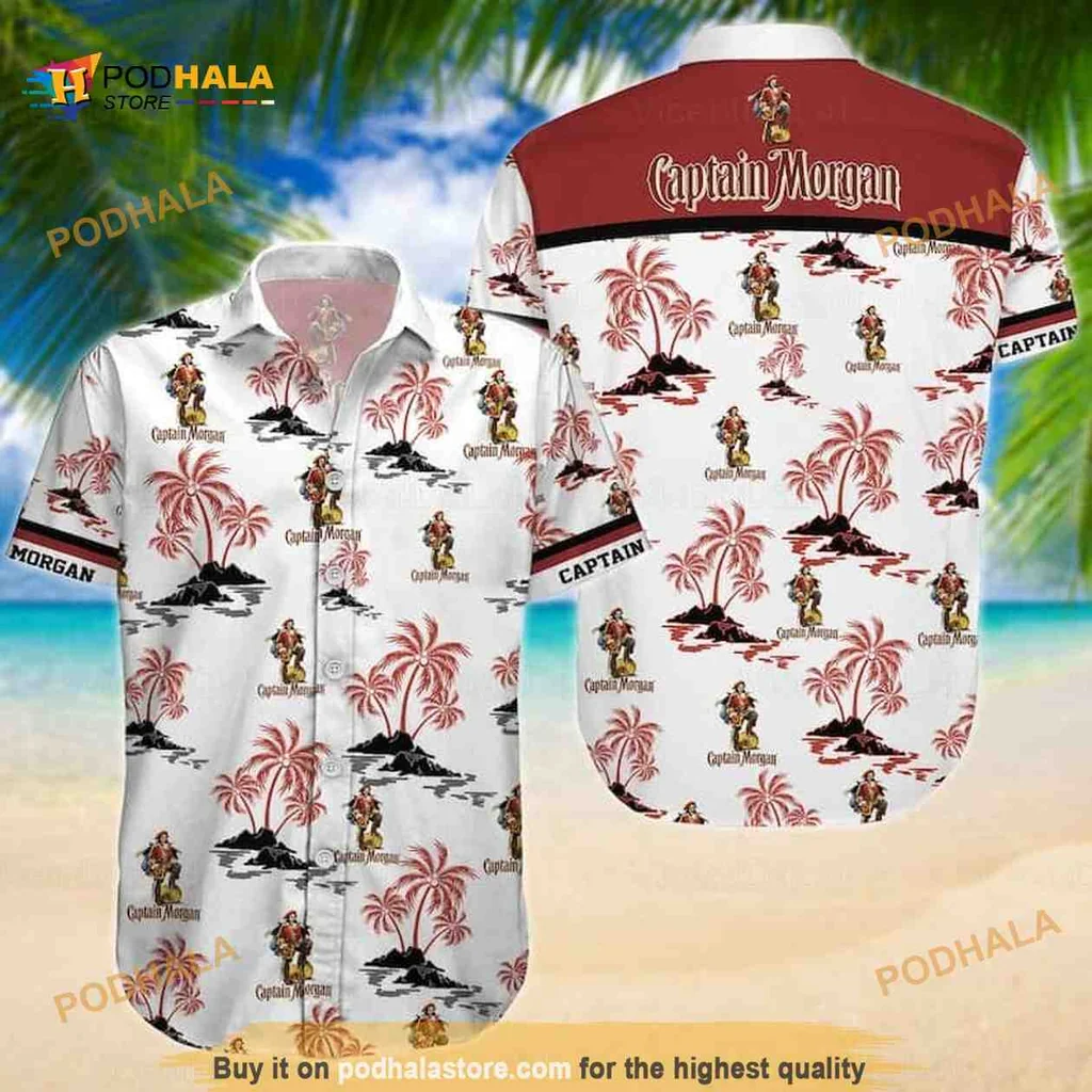 Captain Morgan Tropical Hawaiian Shirt With Island Pattern For Beach Lovers