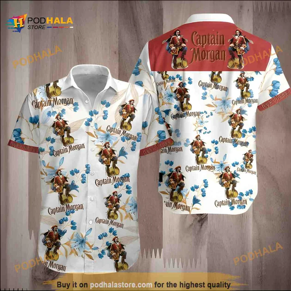 Captain Morgan Tropical Hawaiian Shirt With Pirate Design For Beach Lovers