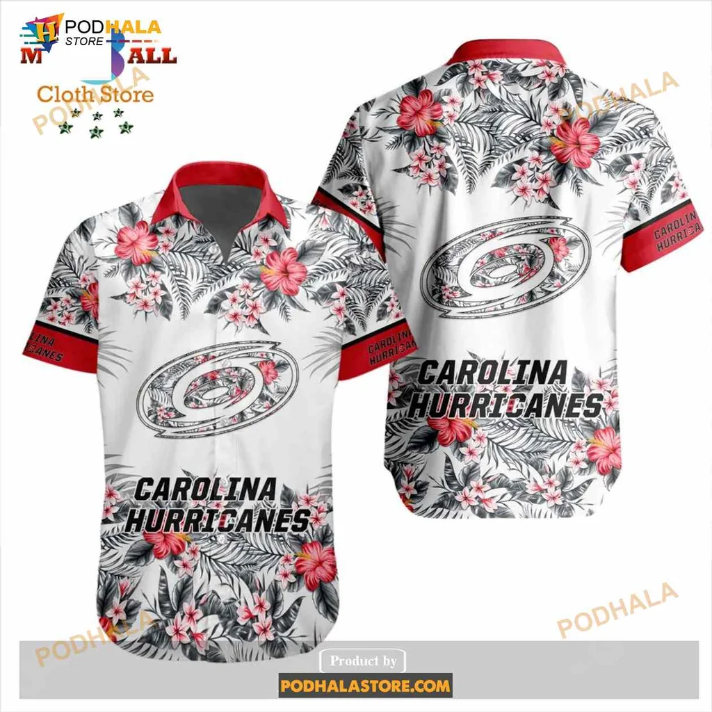 Carolina Hurricanes Floral Hawaiian Shirt With Tropical Design