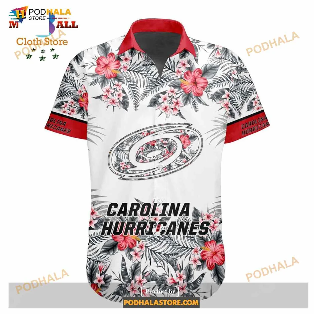 Carolina Hurricanes Floral Aloha Shirt With Tropical Design Carolina Hurricanes Floral Aloha Shirt With Tropical Design