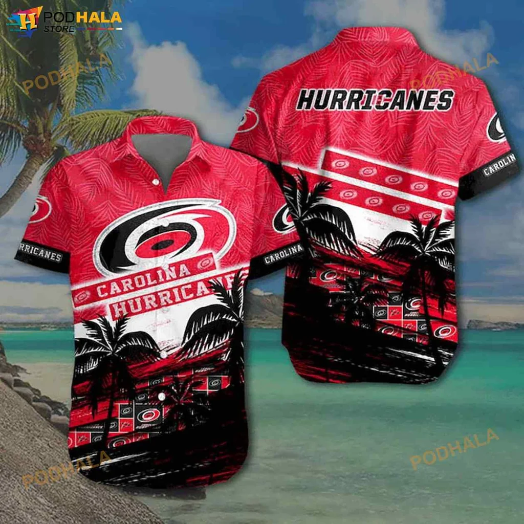 Carolina Hurricanes Hawaiian Shirt With Tropical Design And Team Logo