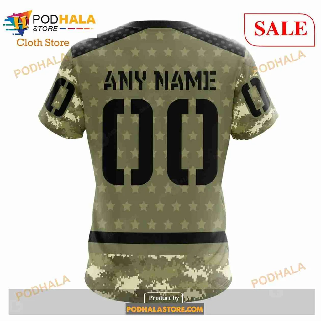 Carolina Hurricanes Military Appreciation Hoodie, Camo Design With American Flag - Product View 7 Carolina Hurricanes Military Appreciation Hoodie, Camo Design With American Flag - Product View 7