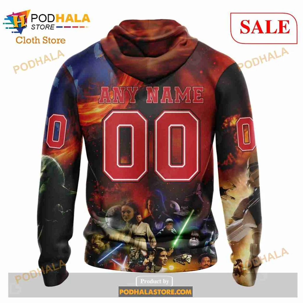 Carolina Hurricanes Star Wars Hoodie With Darth Vader And Stormtroopers - View 2 Carolina Hurricanes Star Wars Hoodie With Darth Vader And Stormtroopers - View 2