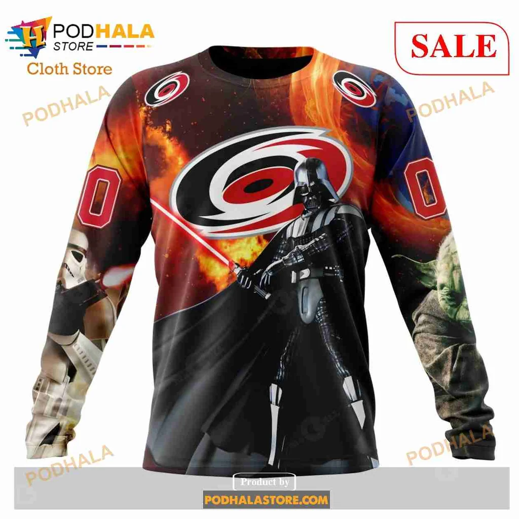 Carolina Hurricanes Star Wars Hoodie With Darth Vader And Stormtroopers - View 3 Carolina Hurricanes Star Wars Hoodie With Darth Vader And Stormtroopers - View 3