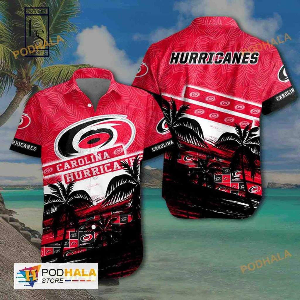 Carolina Hurricanes Tropical Hawaiian Shirt With Bold Red And Black Design