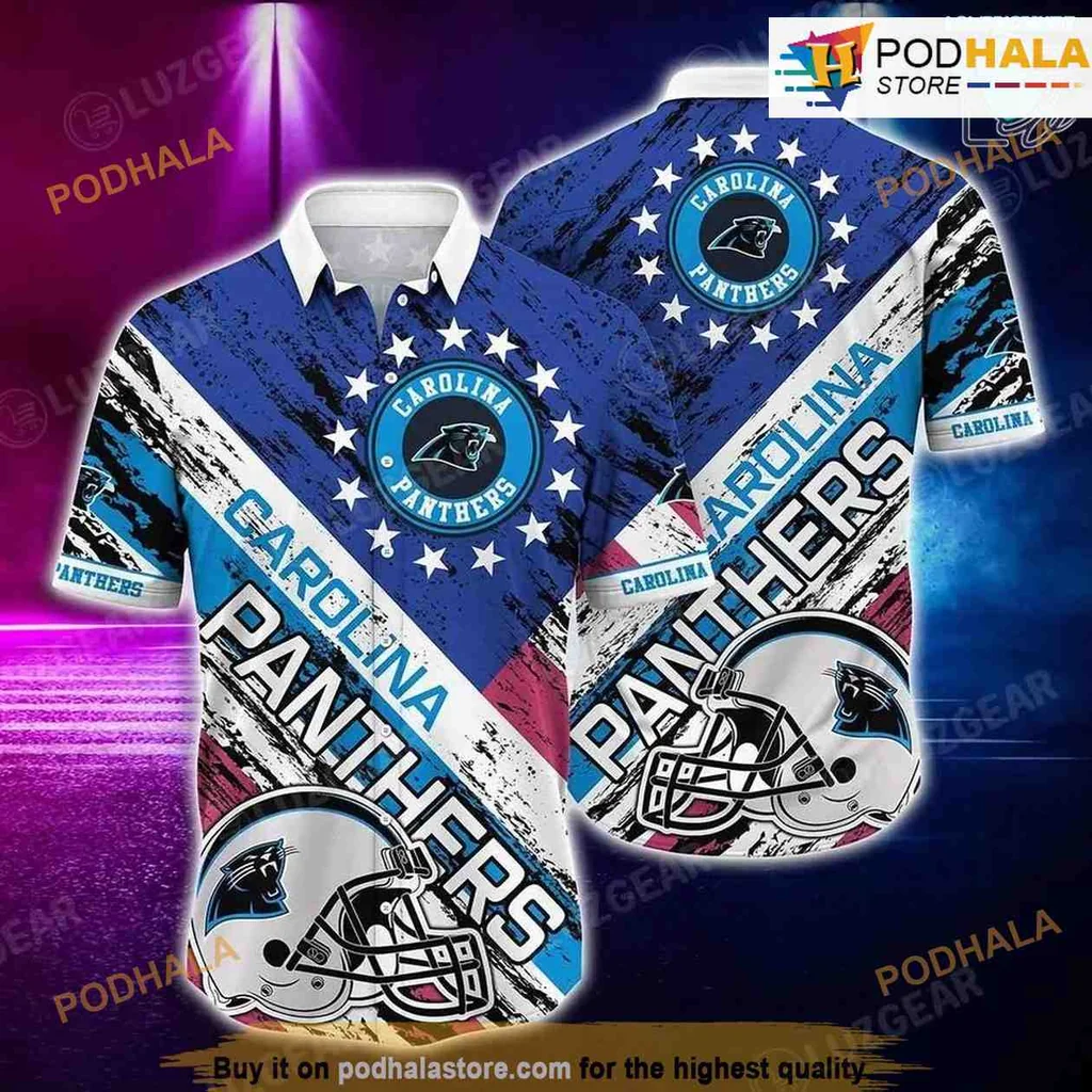 Carolina Panthers American Flag Hawaiian Shirt With Team Logo