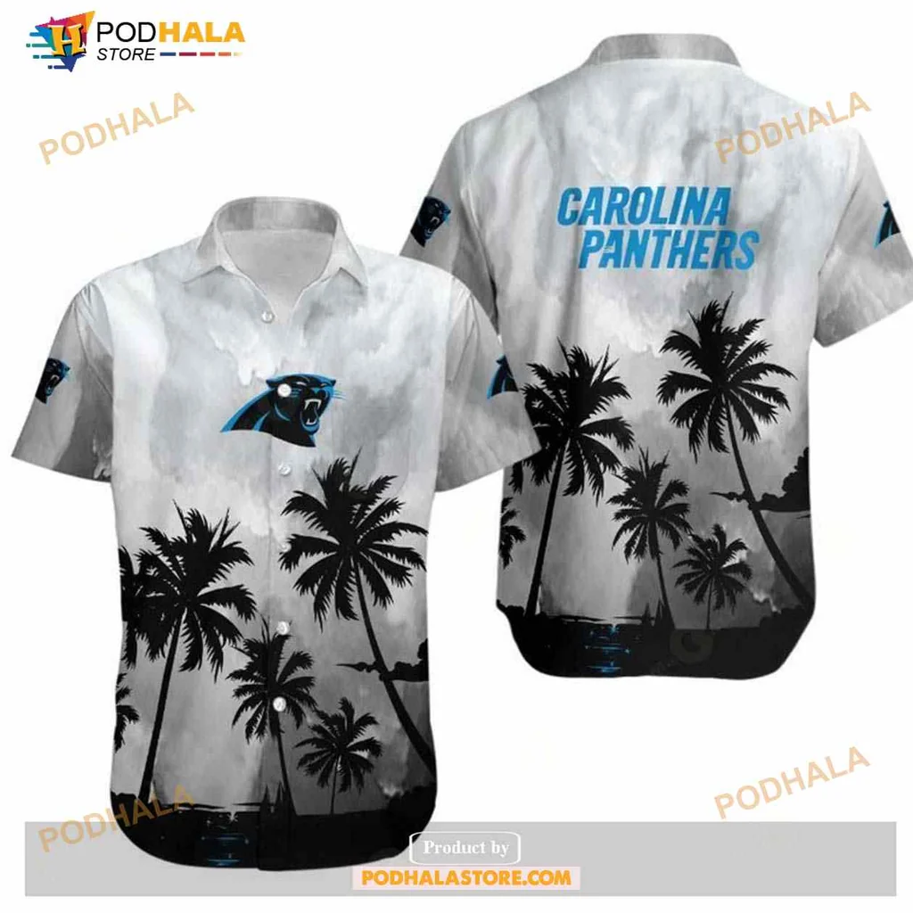 Carolina Panthers Coconut Trees Hawaiian Shirt, Tropical Nfl Fan Apparel
